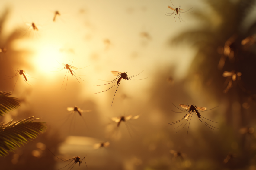 mosquito swarm at dusk