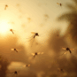 mosquito swarm at dusk