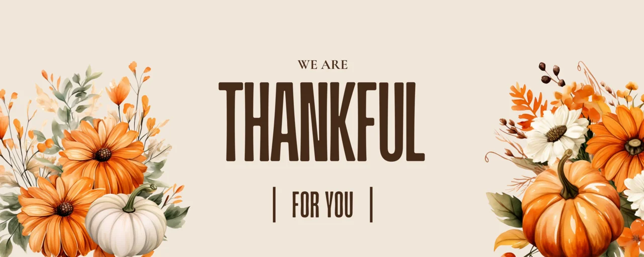 Turner Pest Thankful for Our Customers for Thanksgiving with pumpkins