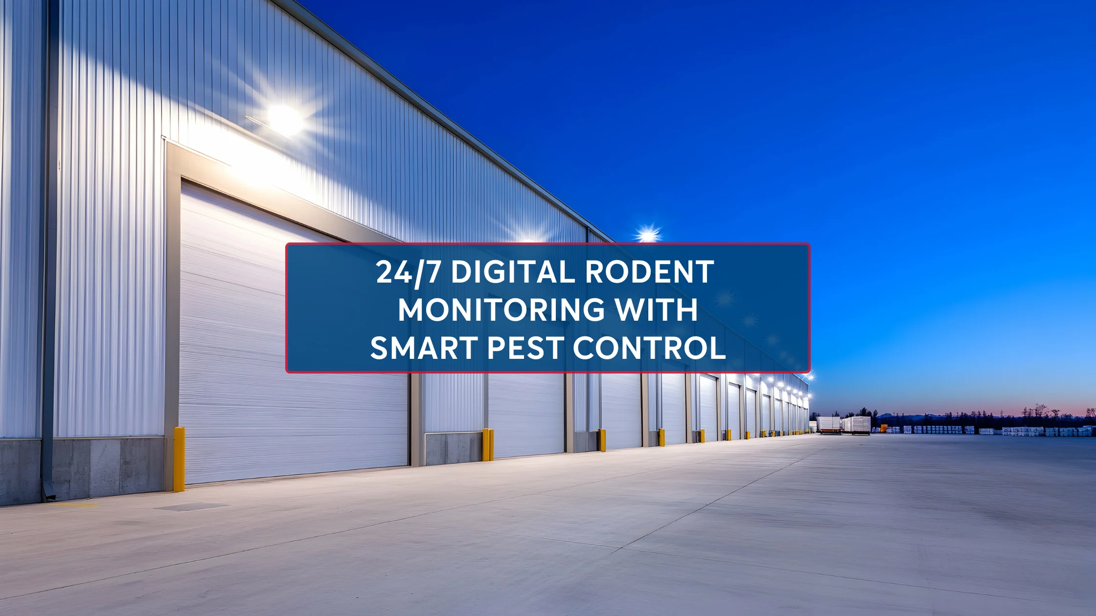 Loading dock facility at dusk.